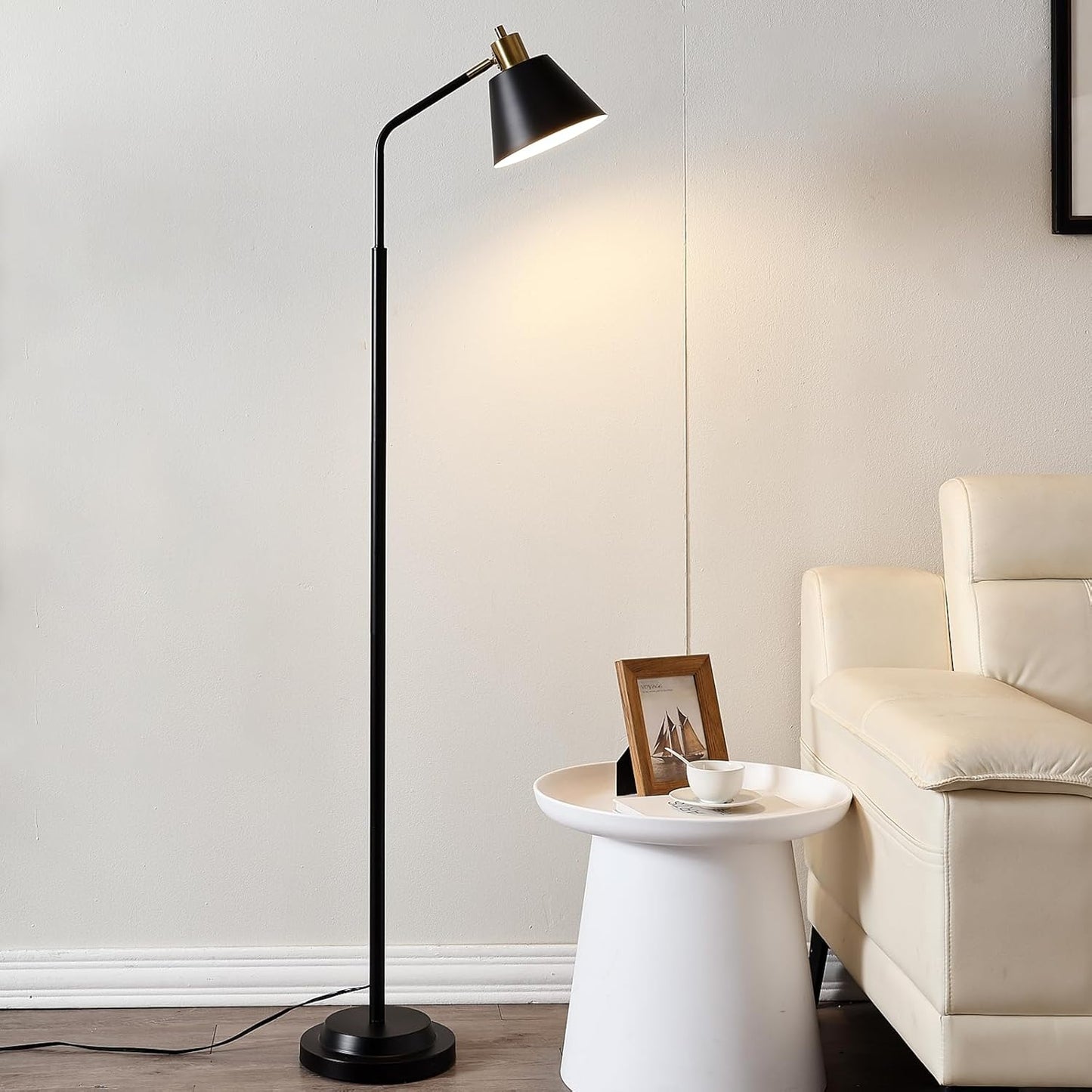 Lámpara pie negra sala dormitorio industrial doble base ajustable
