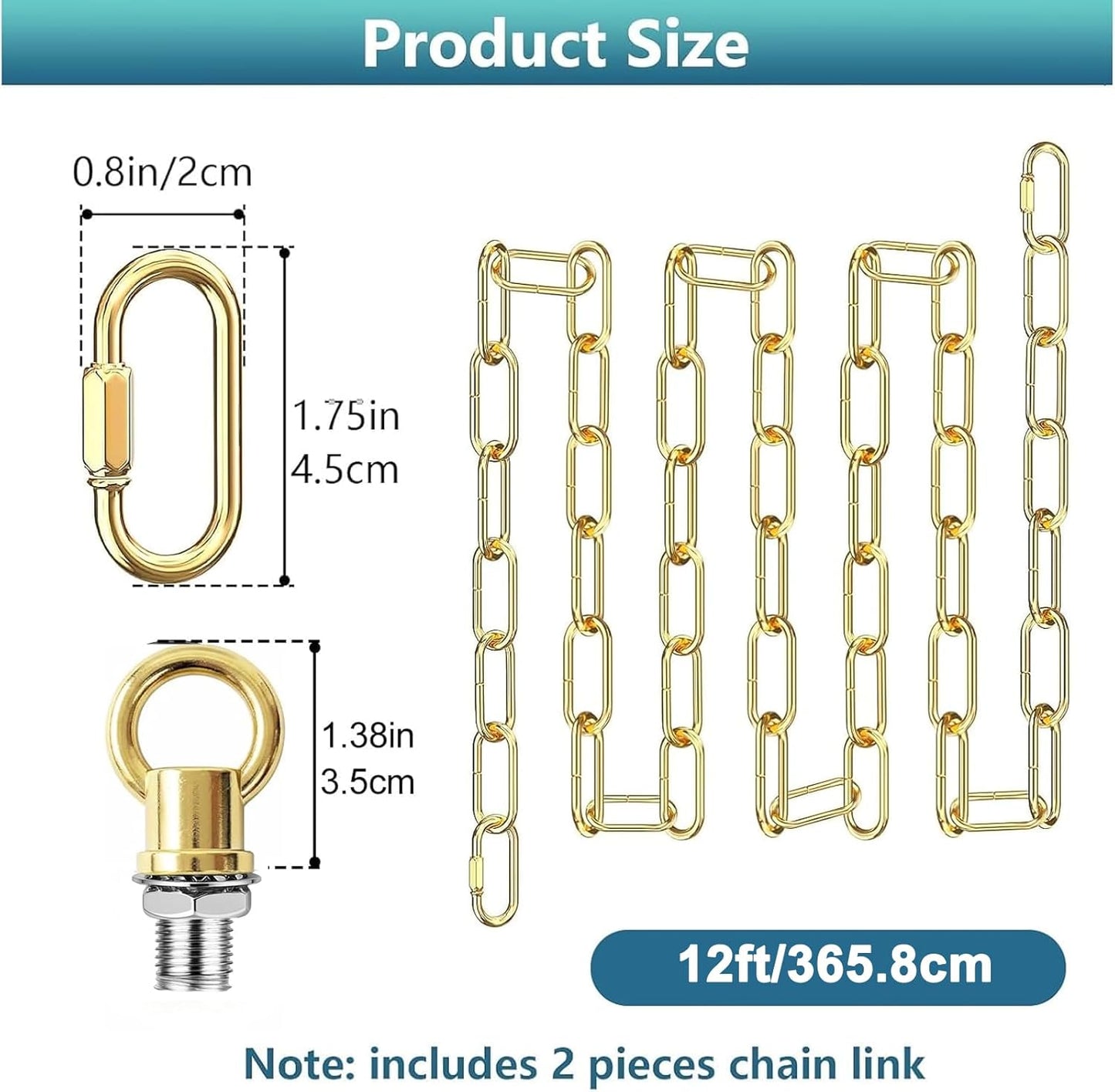 Cadena lámpara dorada 12ft ajustable con enlace desmontable