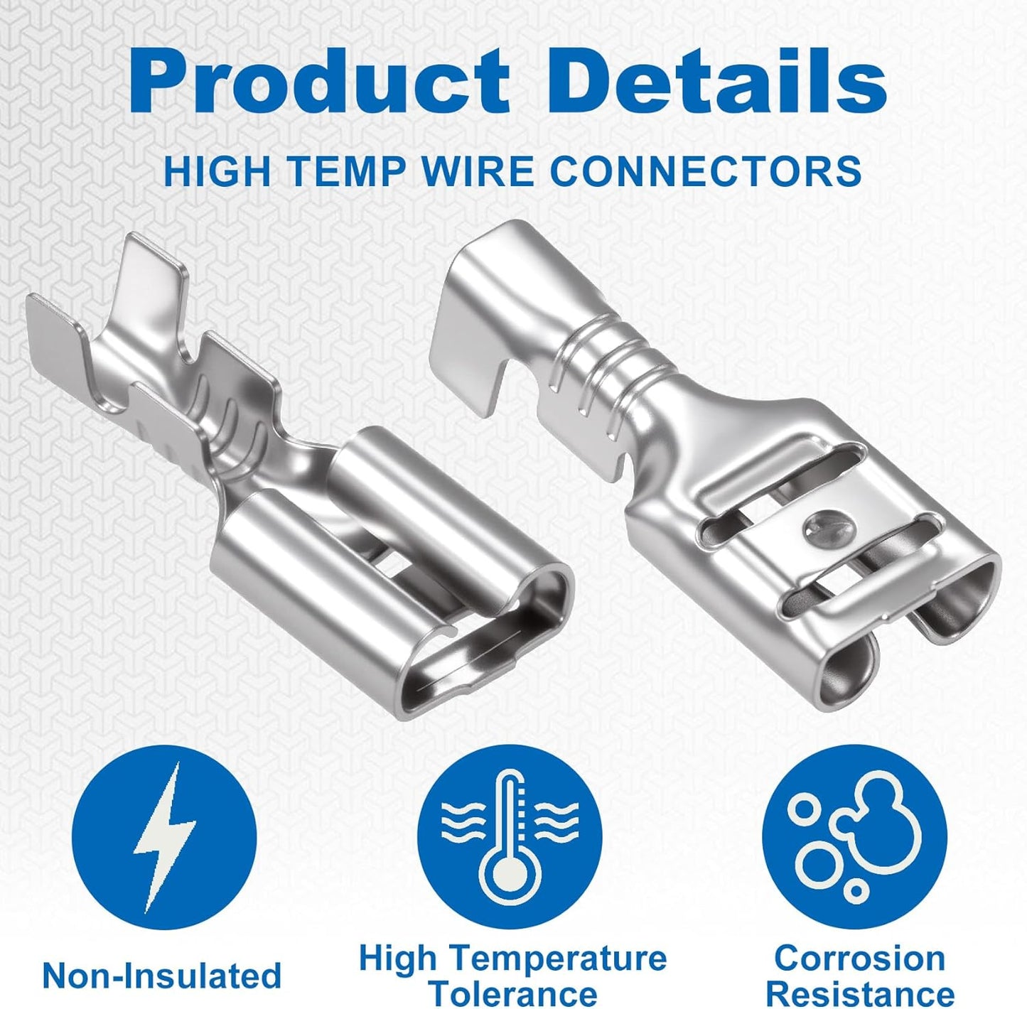 100 Conectores Cable Alta Temp 1/4pulg 18AWG