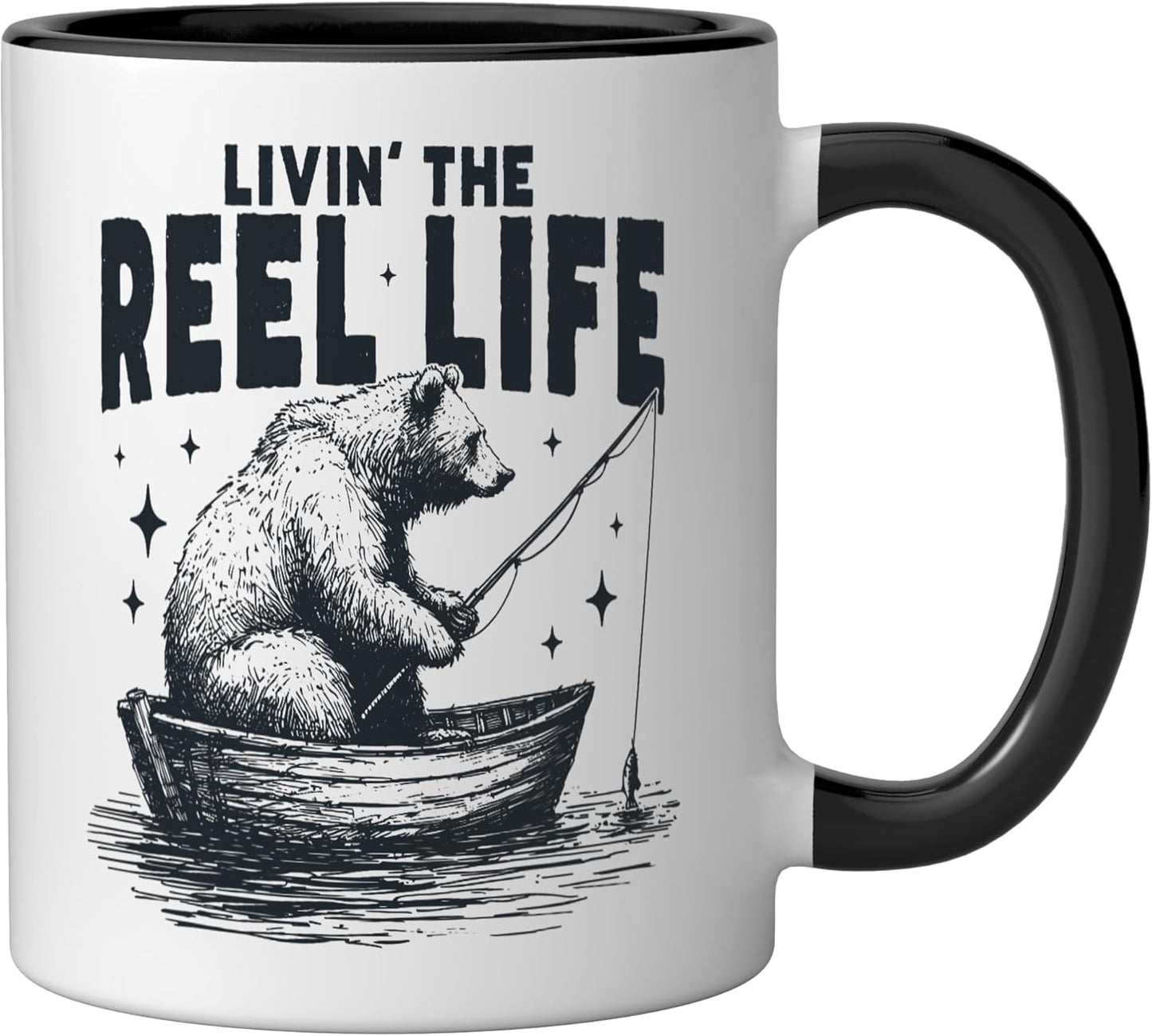 Taza Cerámica Pesca Borracho Negro/Blanco