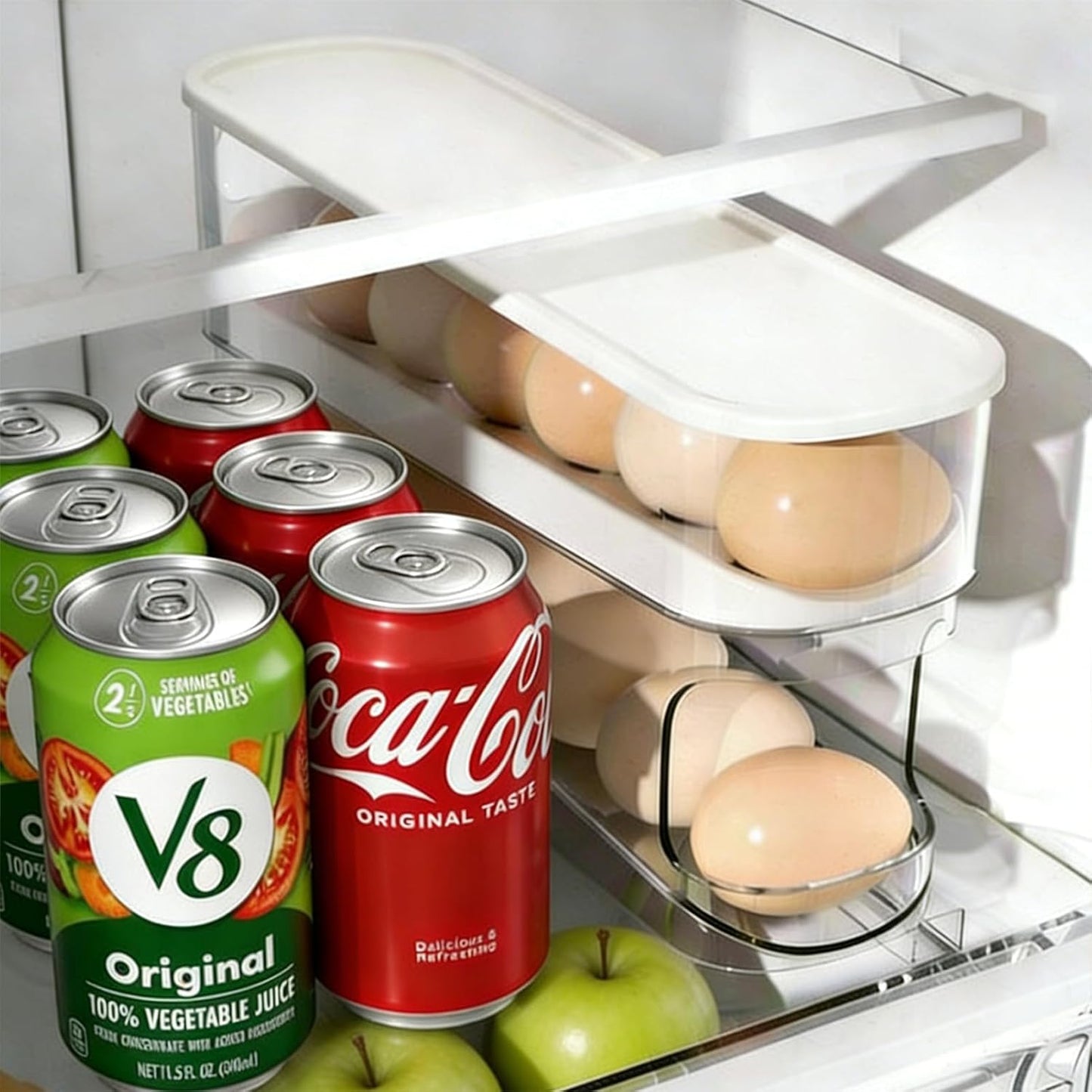 Soporte huevos con ruedas automática para refrigerador
