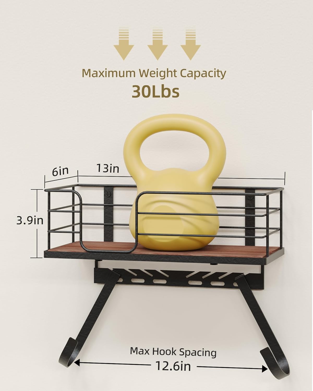 Soporte pared para tabla de planchar con ganchos ajustables
