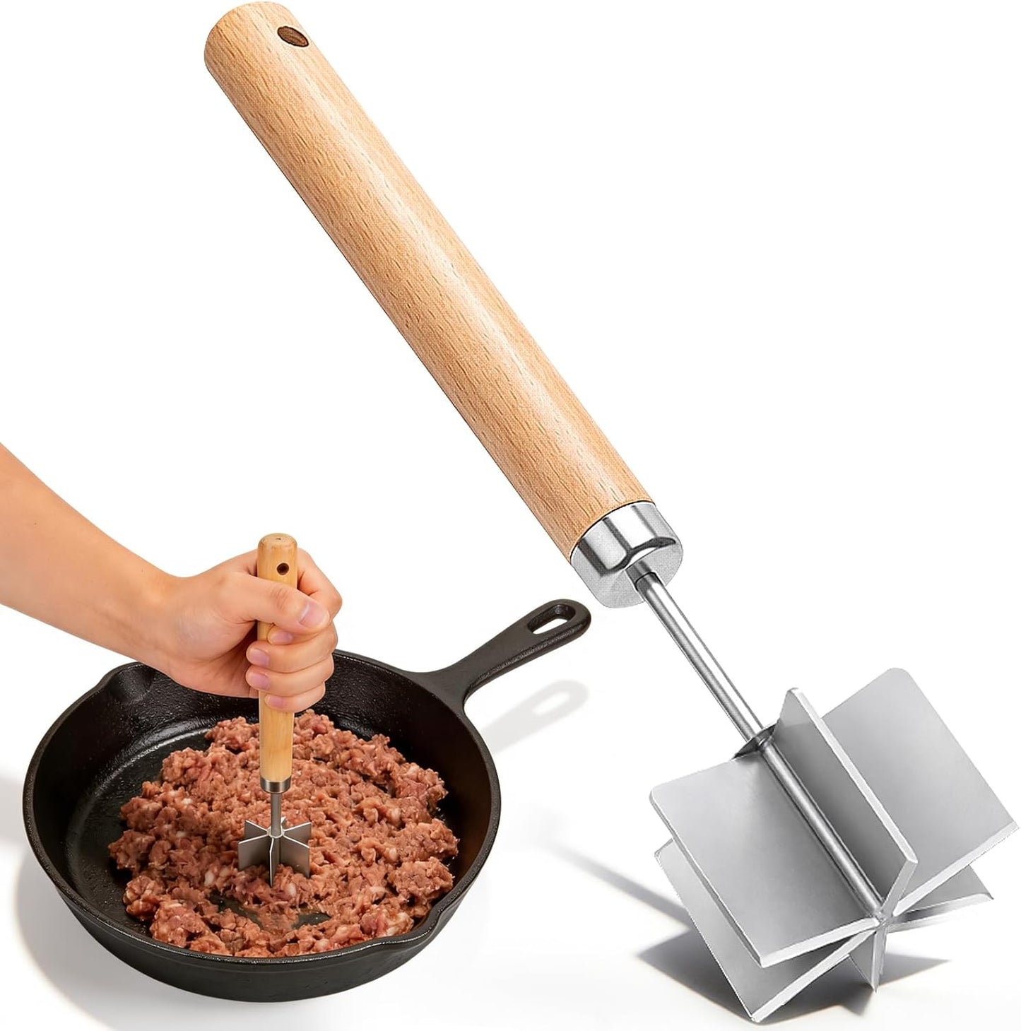 Triturador carne 6 hojas acero inox mango madera
