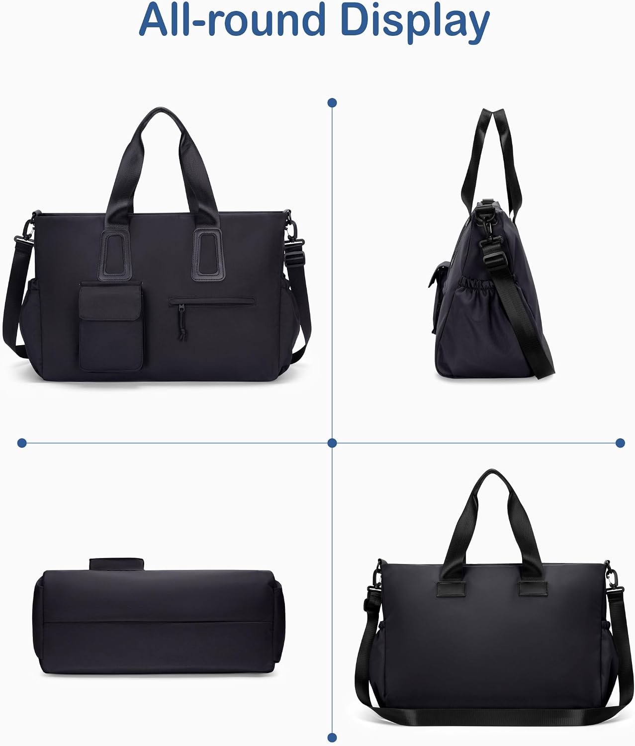 Bolsa viaje impermeable con bolsillo ropa húmeda negro