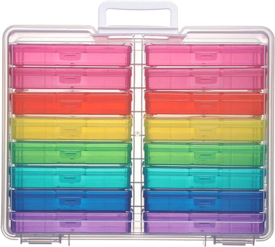 Caja almacenamiento fotos 4x6pulg con asa estuche plástico