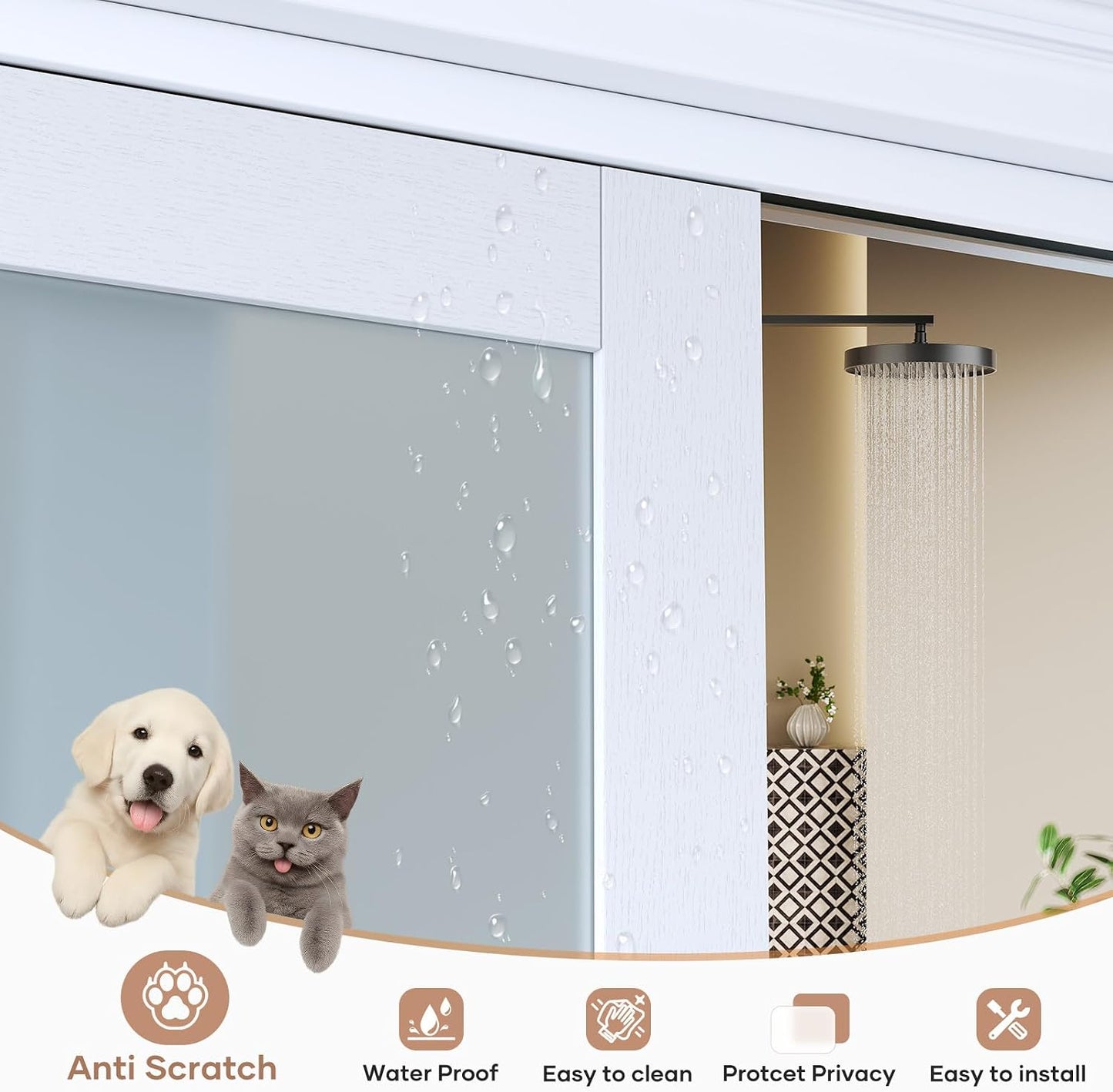 Puerta corrediza armario 48x80pulg vidrio esmerilado 5-Lite MDF PVC