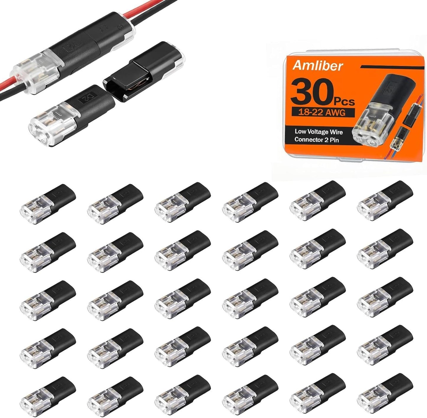 30 Conectores Doble Cable Hebilla Bloqueo Ignífugo 22-18 AWG