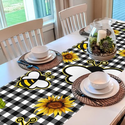 Camino mesa abeja girasol 13x72pulg cuadros búfalo decoración