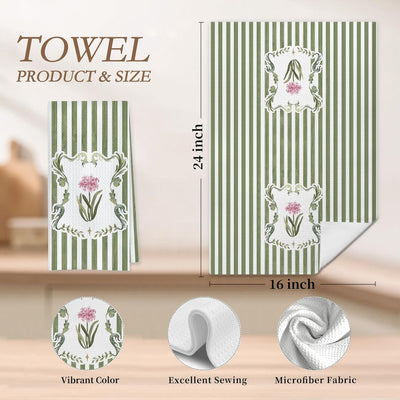 Toallas cocina florales hortensias rosas salvia blanco 16x24pulg