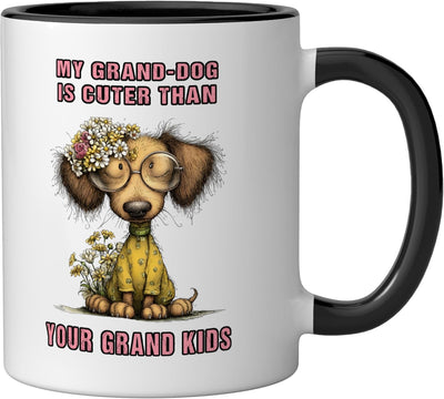 Taza de cerámica para granddog divertida negra/blanca
