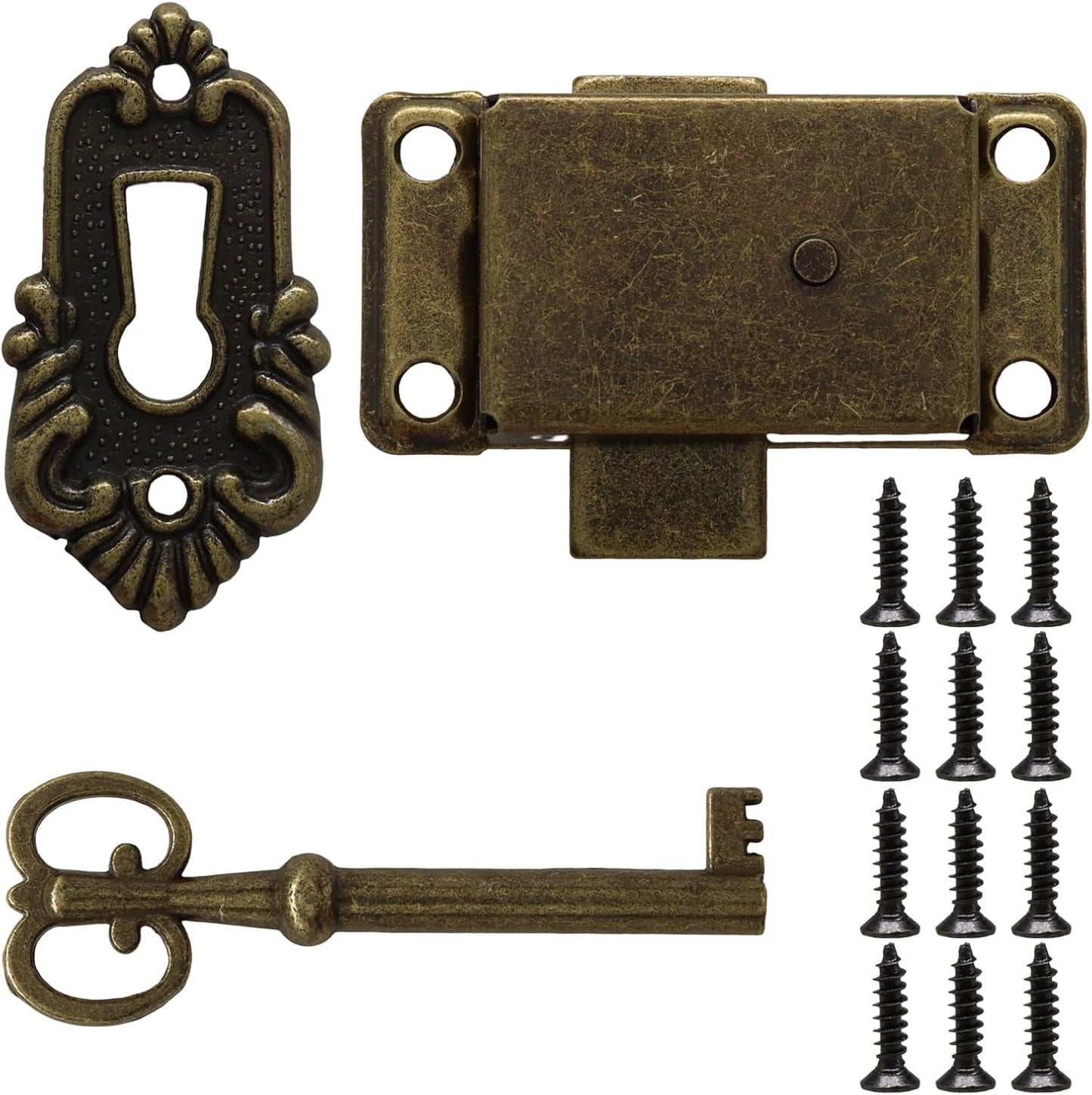 2 Set Cerraduras Bronce Antiguo con Llave para Armarios