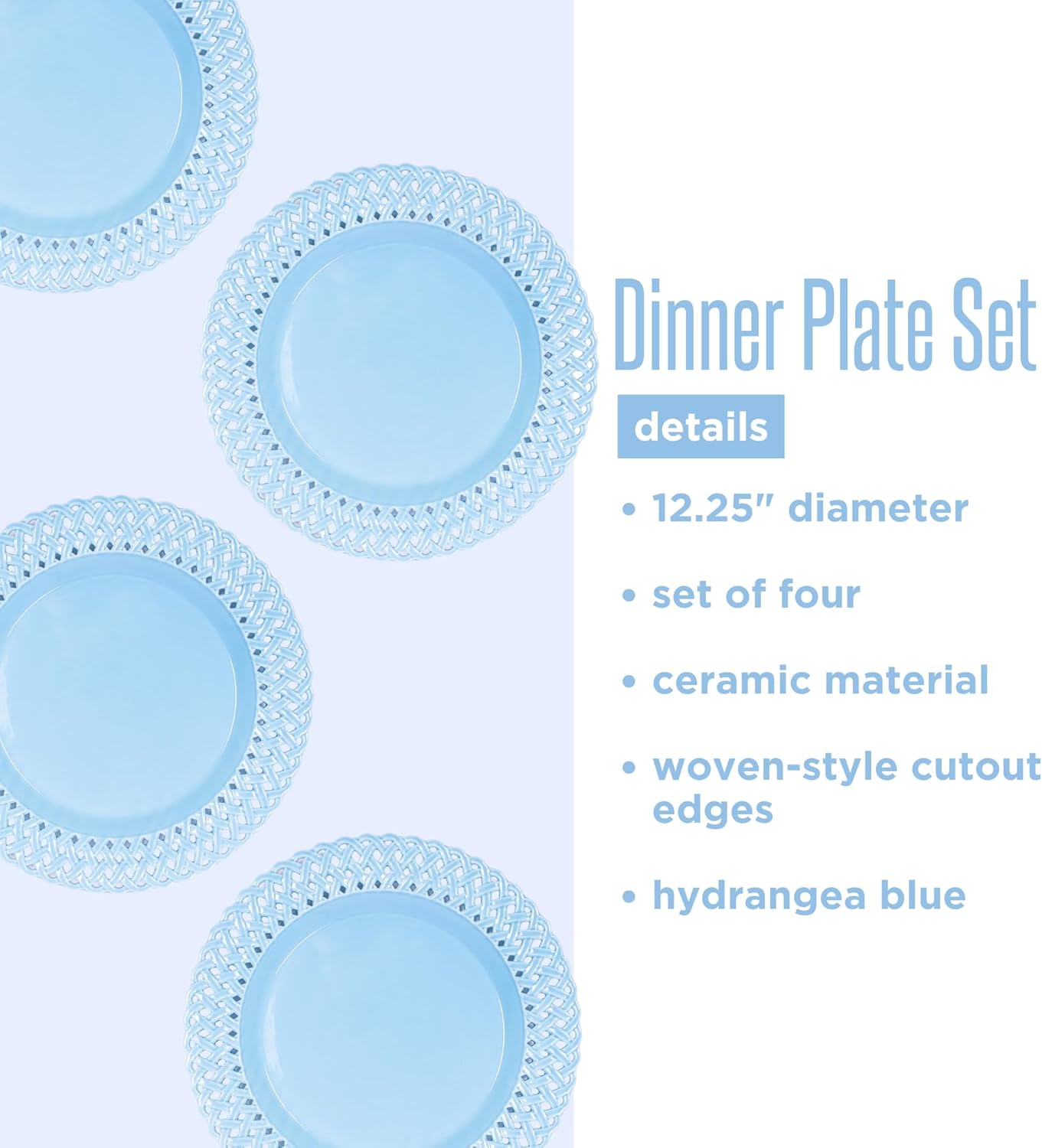 Set 4 Platos Cerámica Diseño Recortado Azul