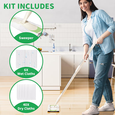 Barredora 2en1 kit profesional paños seco y húmedo