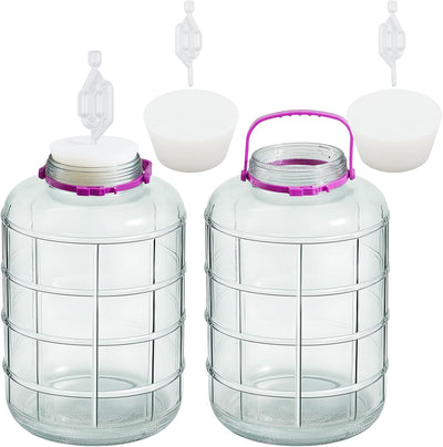 Carboy Vidrio 5gal Boca Ancha Tapones Silicona Fermentación Vino