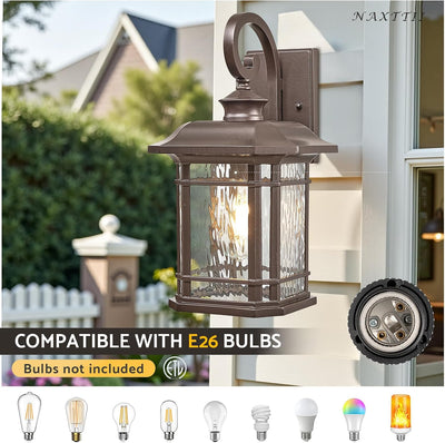 Luz exterior E27 con vidrio ondulado 12.5pulg