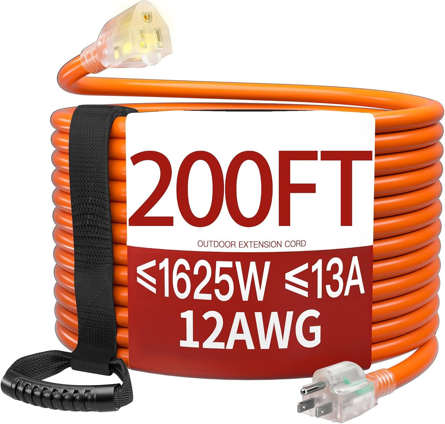 Cable extensión 200ft exterior ignífugo 3 clavijas con luz