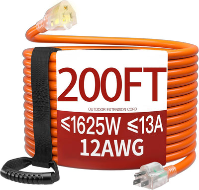Cable extensión 200ft exterior ignífugo 3 clavijas con luz
