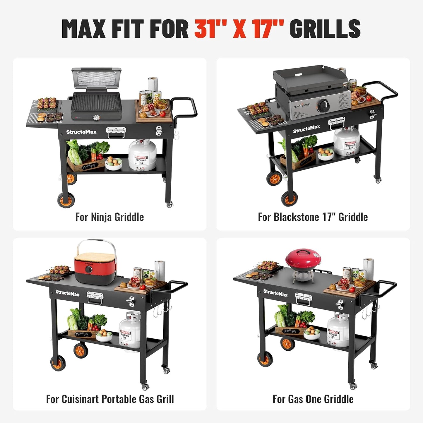 Mesa parrilla exterior con ruedas y almacenamiento comp Blackstone
