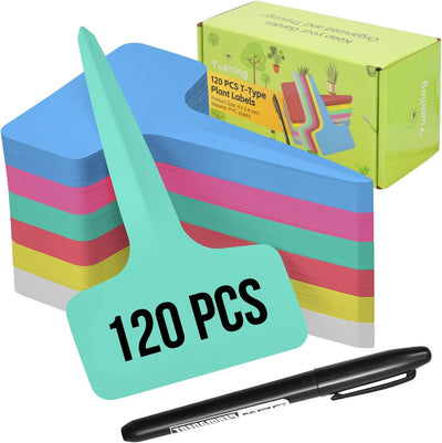 Etiquetas plástico tipo T para plantas 120uds 6 colores