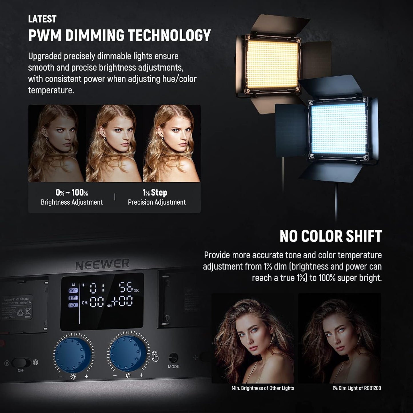 Panel LED RGB 60W 22000Lux estudio con control APP