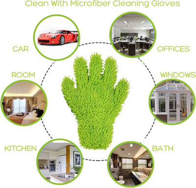 Guantes microfibra limpieza coche ventanas 2pzas verde