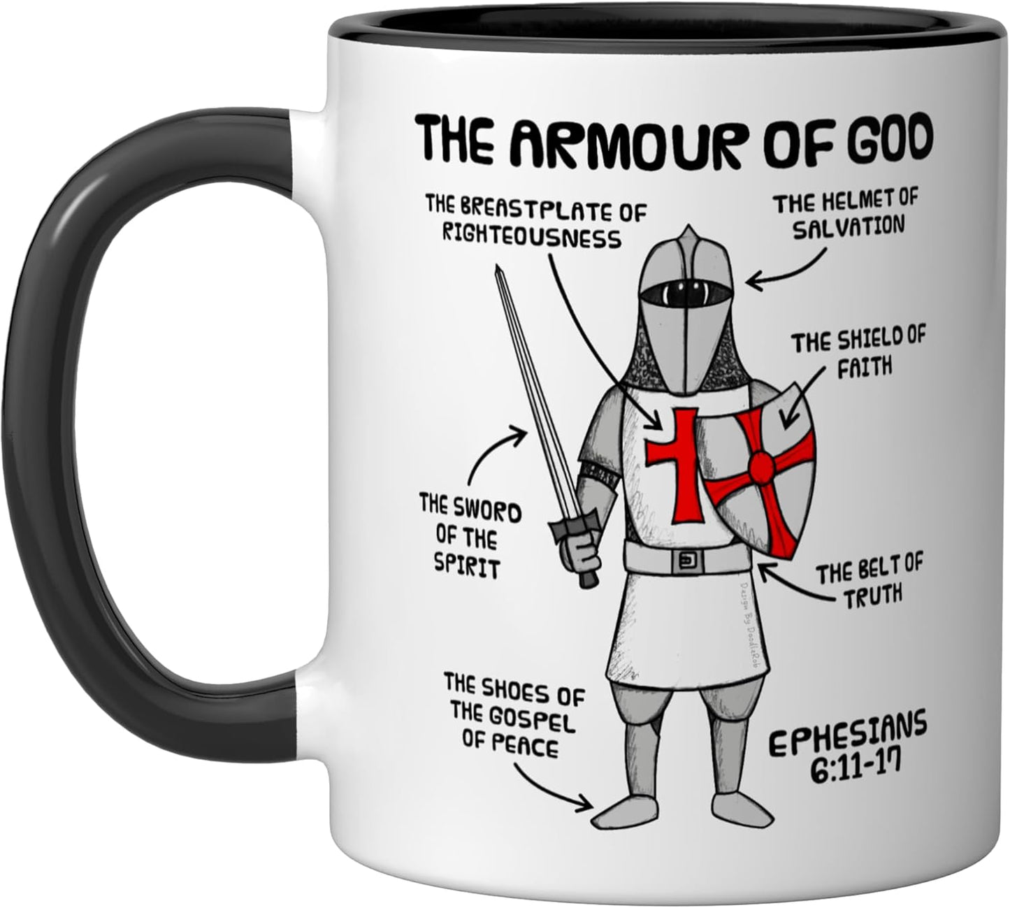 Taza Cerámica Bíblia Efesios 6 Negro/Blanco