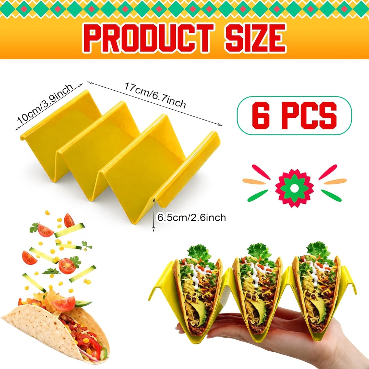 Set 6 soportes tacos para microondas amarillo