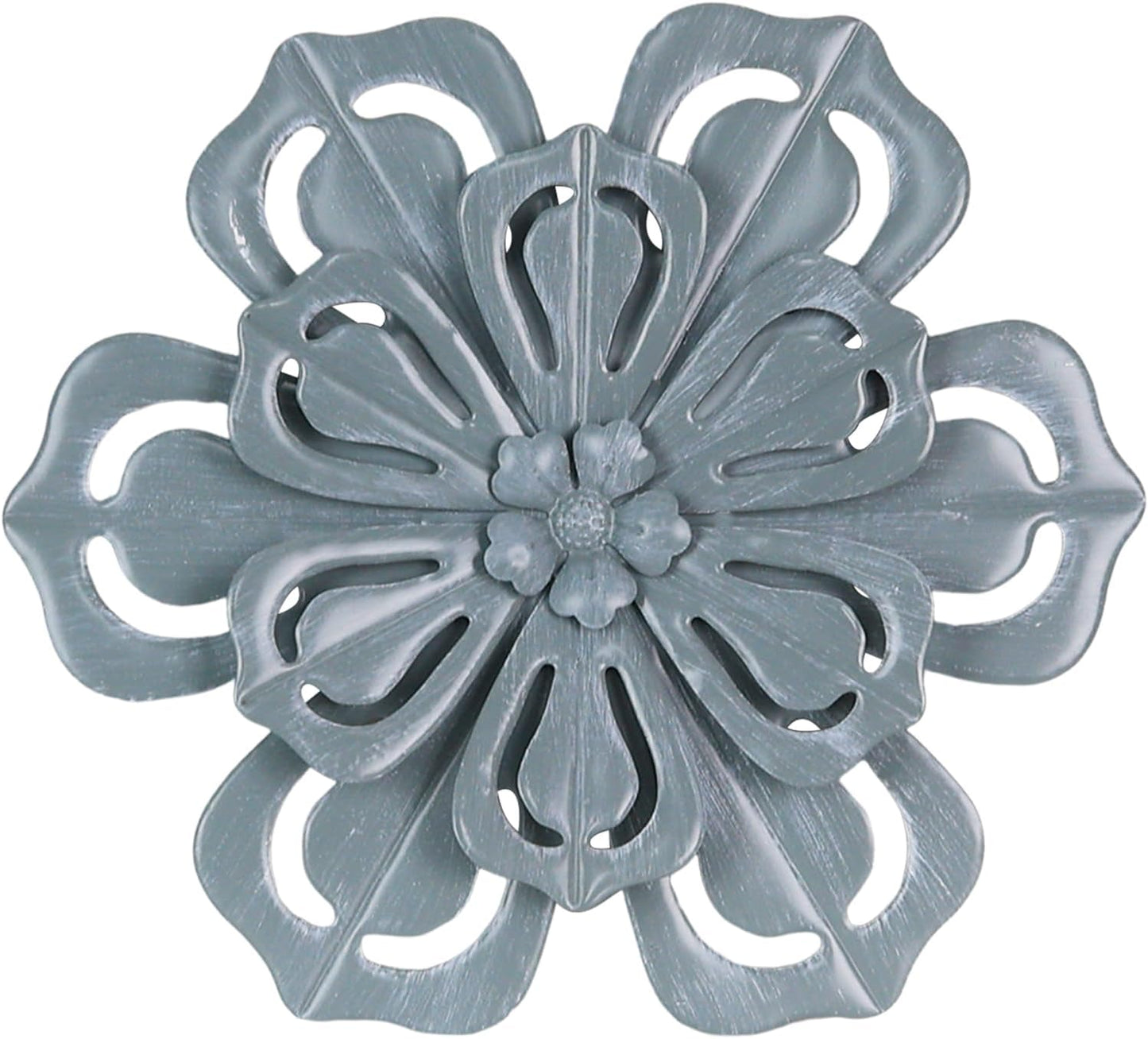 Arte de Pared Metal Azul Floral Grande para Interiores