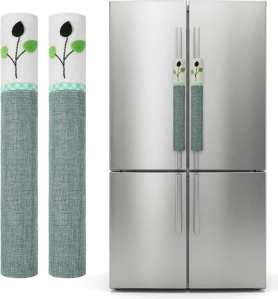 2 Fundas Manijas Nevera Lavables Guantes Extraibles Árbol Verde