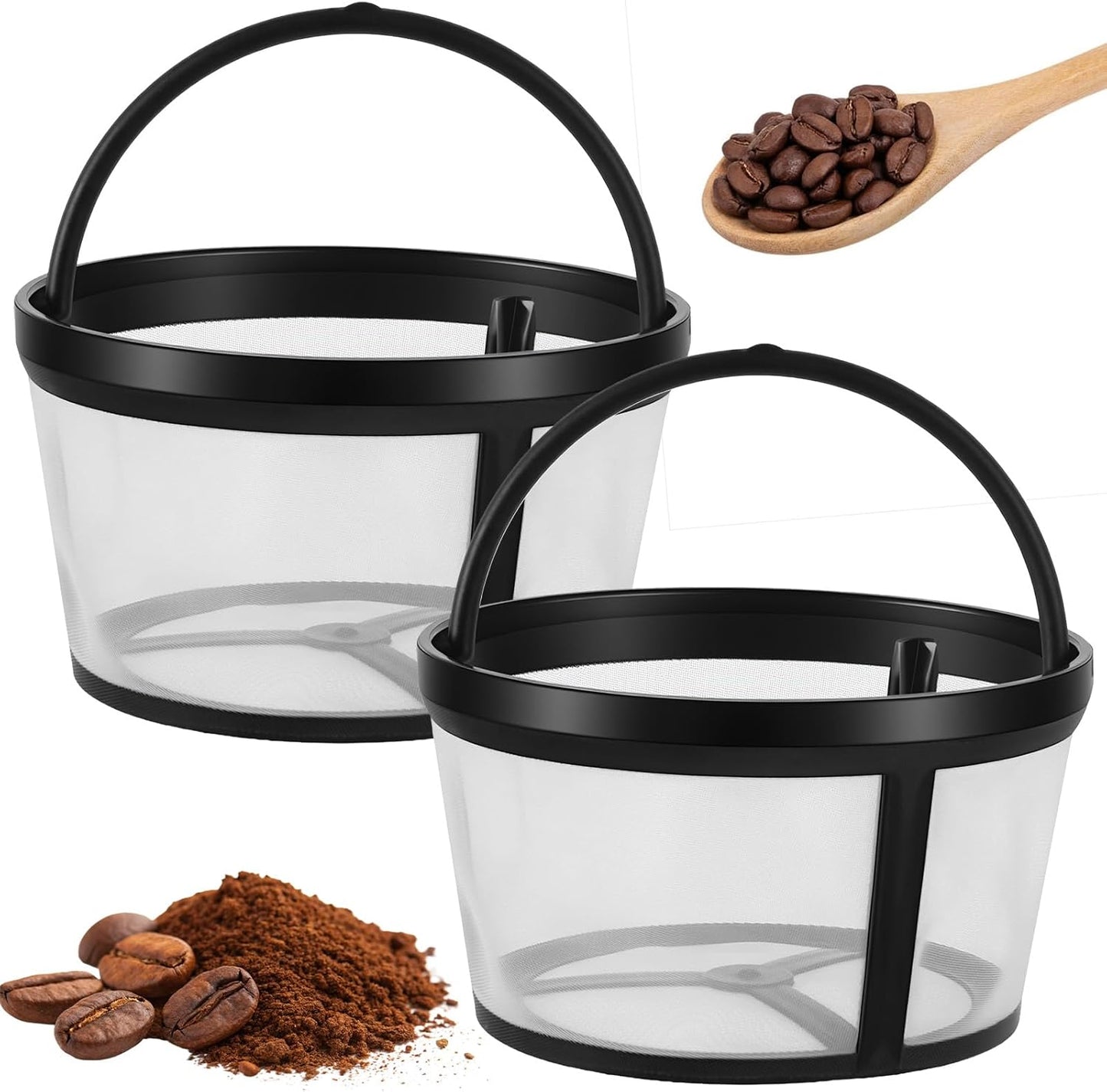 2 Filtros Café Reutilizables 4-6 Tazas Malla Nailon Asa