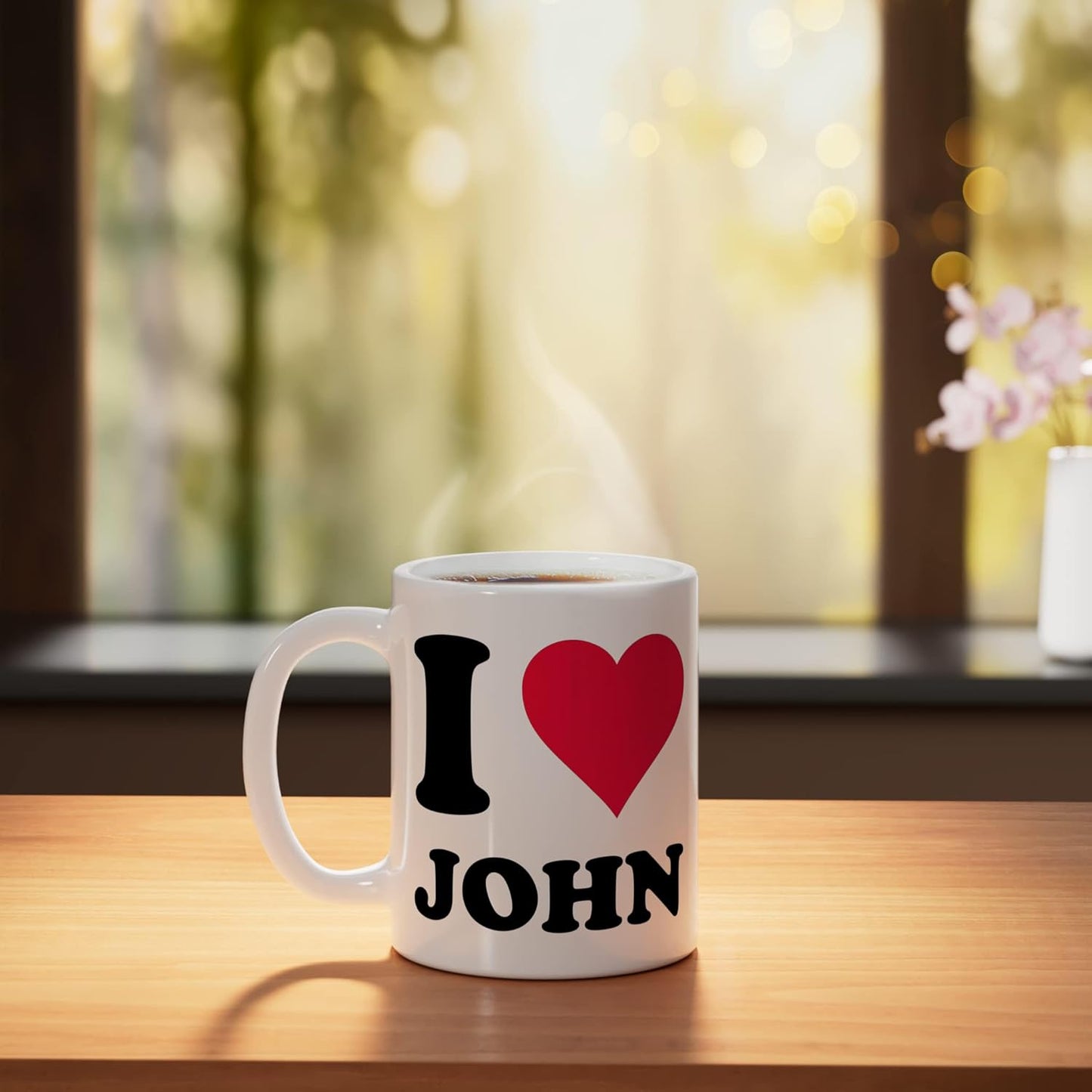 Taza cerámica color blanco I Love John