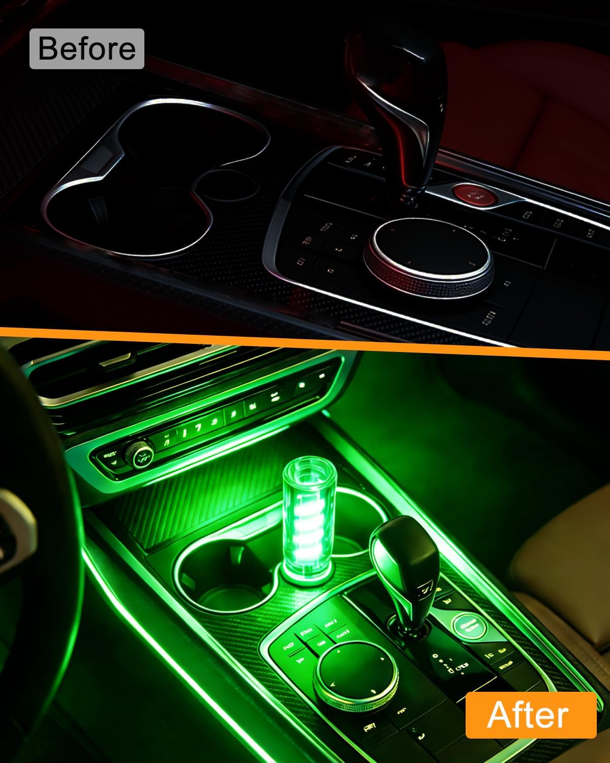 Luz nocturna USB tacto interior automóvil hogar campamento verde set 2