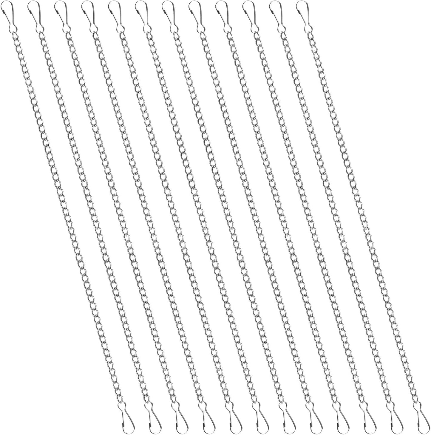 12 Cadenas Colgantes Metal Plateado 21pulg para Vidrieras