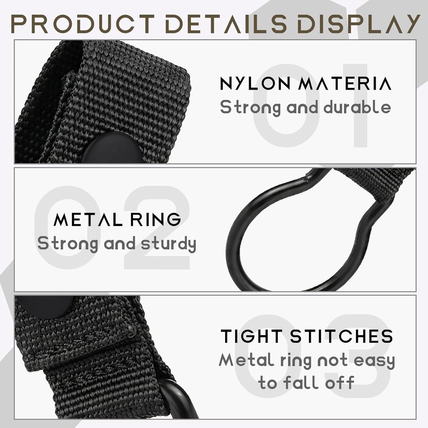 4 Anillos Linterna Nailon Clip Cinturón Servicio Metal