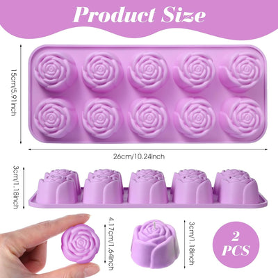 2 Moldes Silicona Rosas 10 Cavidades para Chocolate Hielo Fondant