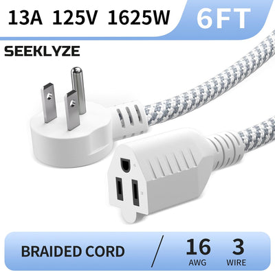 Cable extensión trenzado 6 pies 16/3 blanco flexible para hogar