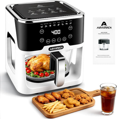 Freidora aire vidrio 6qt ajustable con proteccion