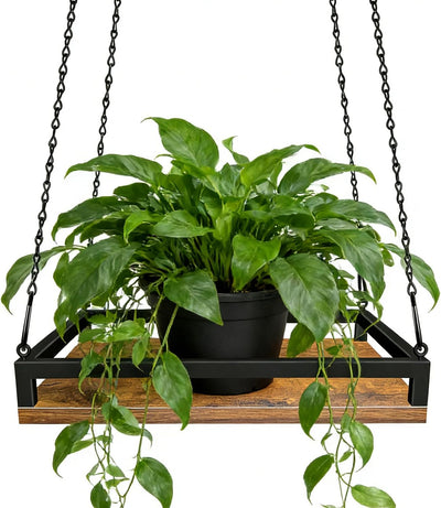 Colgador plantas interior madera 11.8pulg metal 50lb