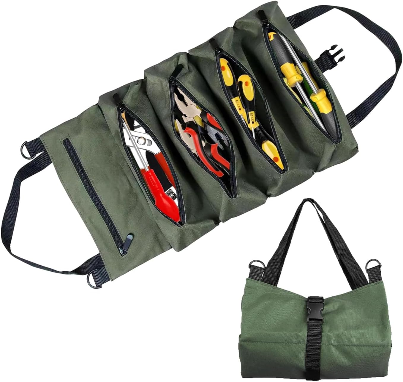 Bolsa herramientas enrollable resistente tela Oxford con cremallera