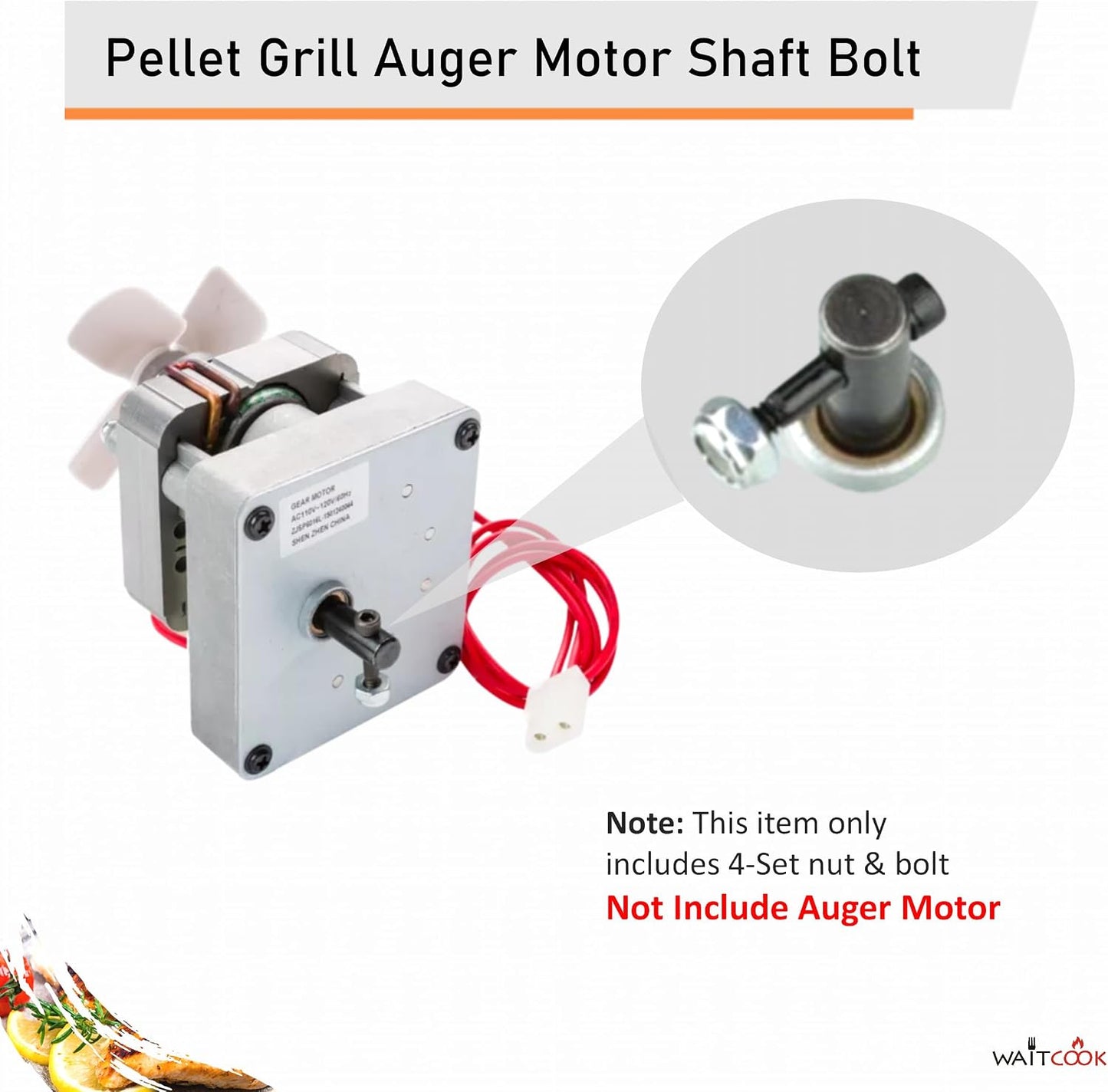 Tuerca perno eje motor barrena parrillas pellets Traeger Pit Boss
