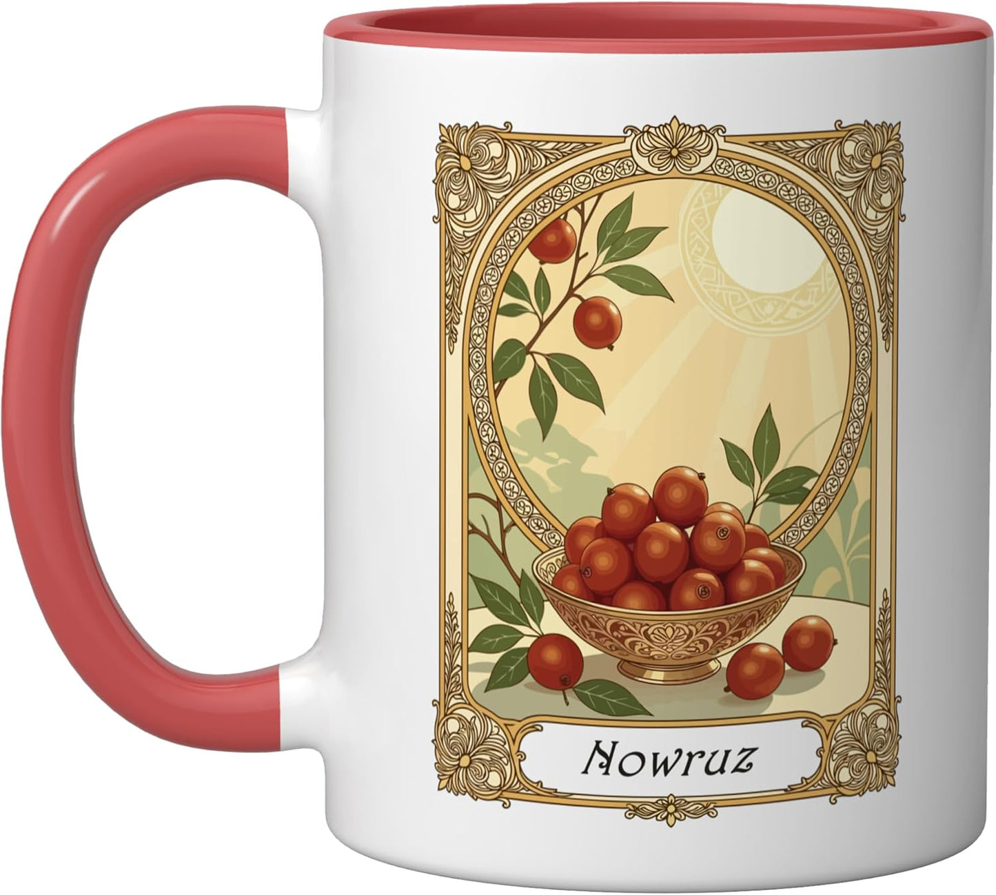 Taza cerámica Senjed Heritage con motivos persas rojo/blanco