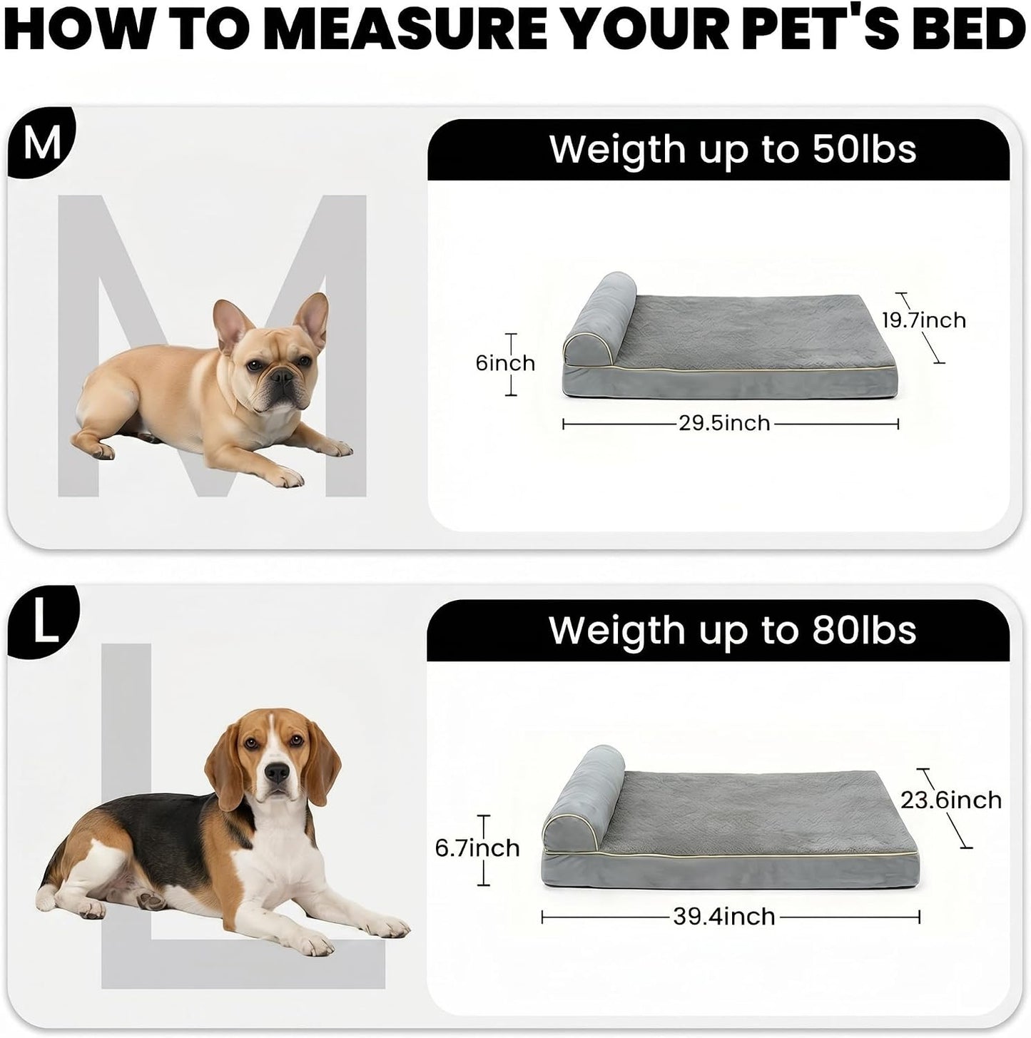 Cama ortopédica perros 40x24pulg espuma viscoelástica