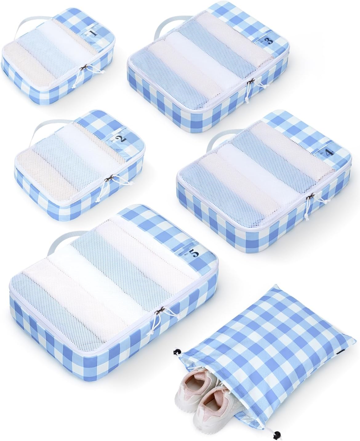 Set 6 cubos embalaje maleta viaje con etiqueta personalizada