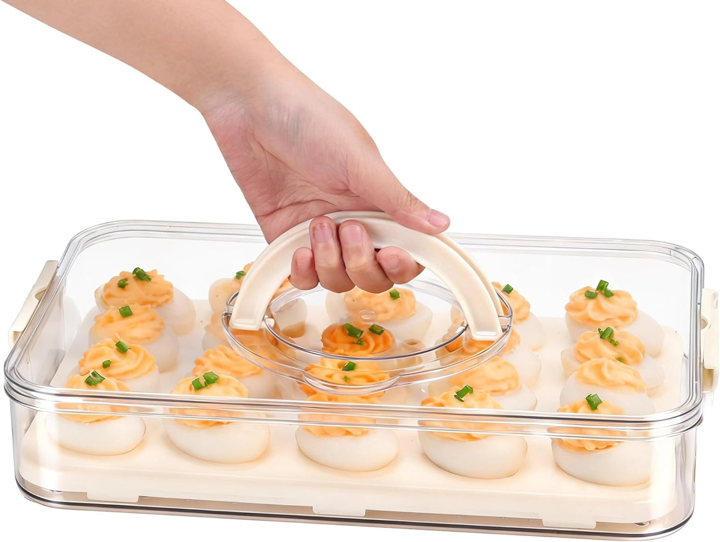 Recipientes para huevos con tapa plástica transparente para 20 huevos
