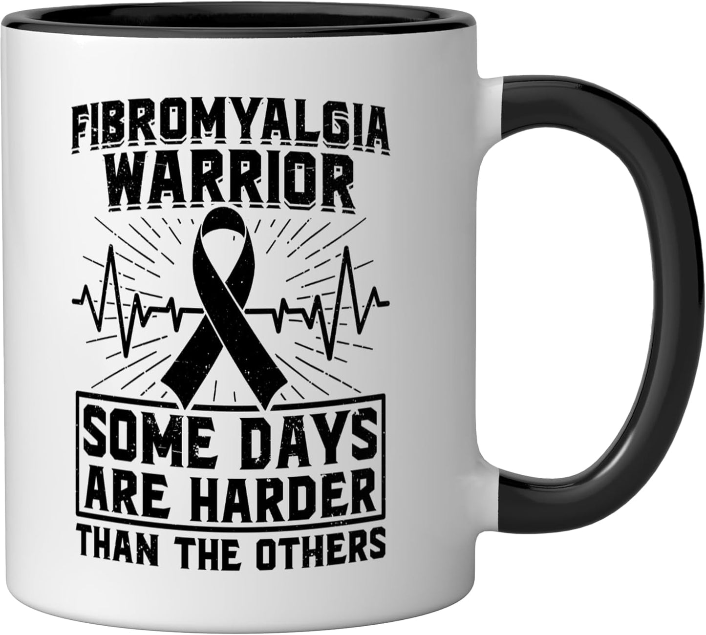 Taza cerámica para fibromialgia warrior flare day negra/blanca