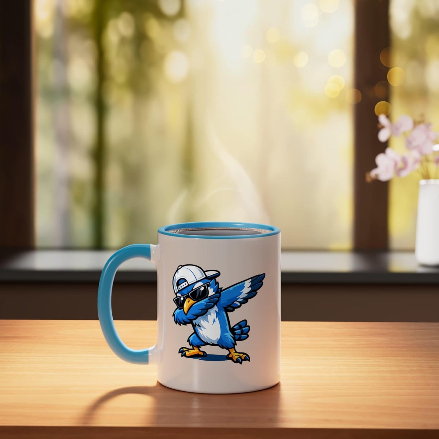 Taza Cerámica Blue Jay Azul Blanco