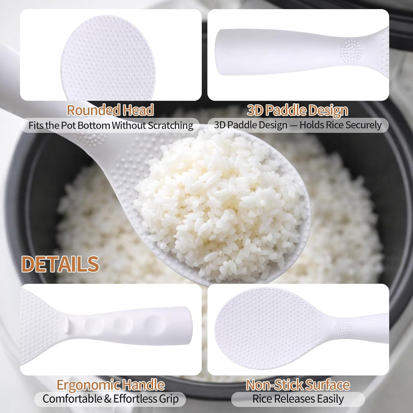 Paleta arroz 4 cucharas antiadherentes espátula resistente calor