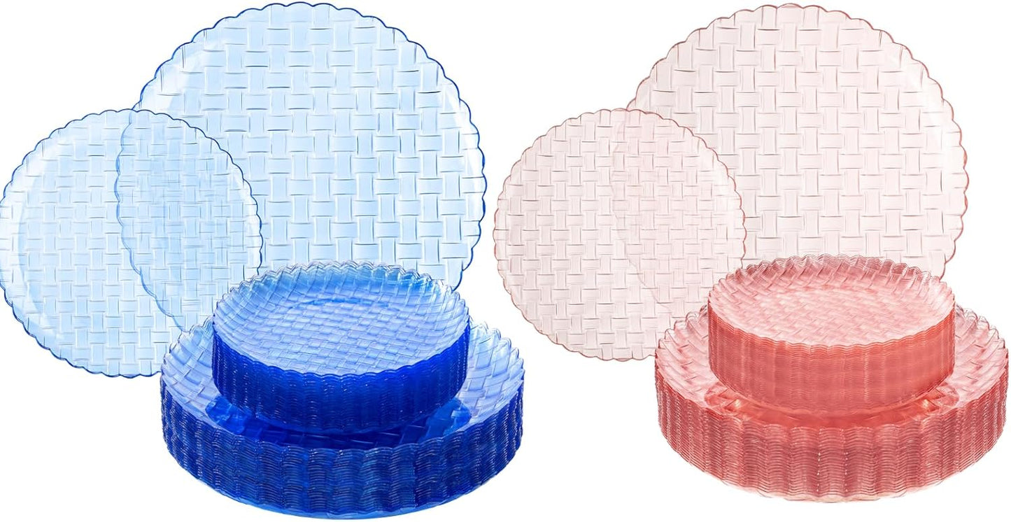 Platos de plástico azul y rosa transparente Festiva