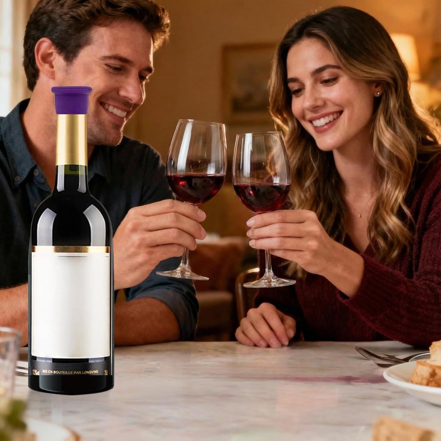12 Tapones Silicona Reutilizables para Botellas de Vino y Champán