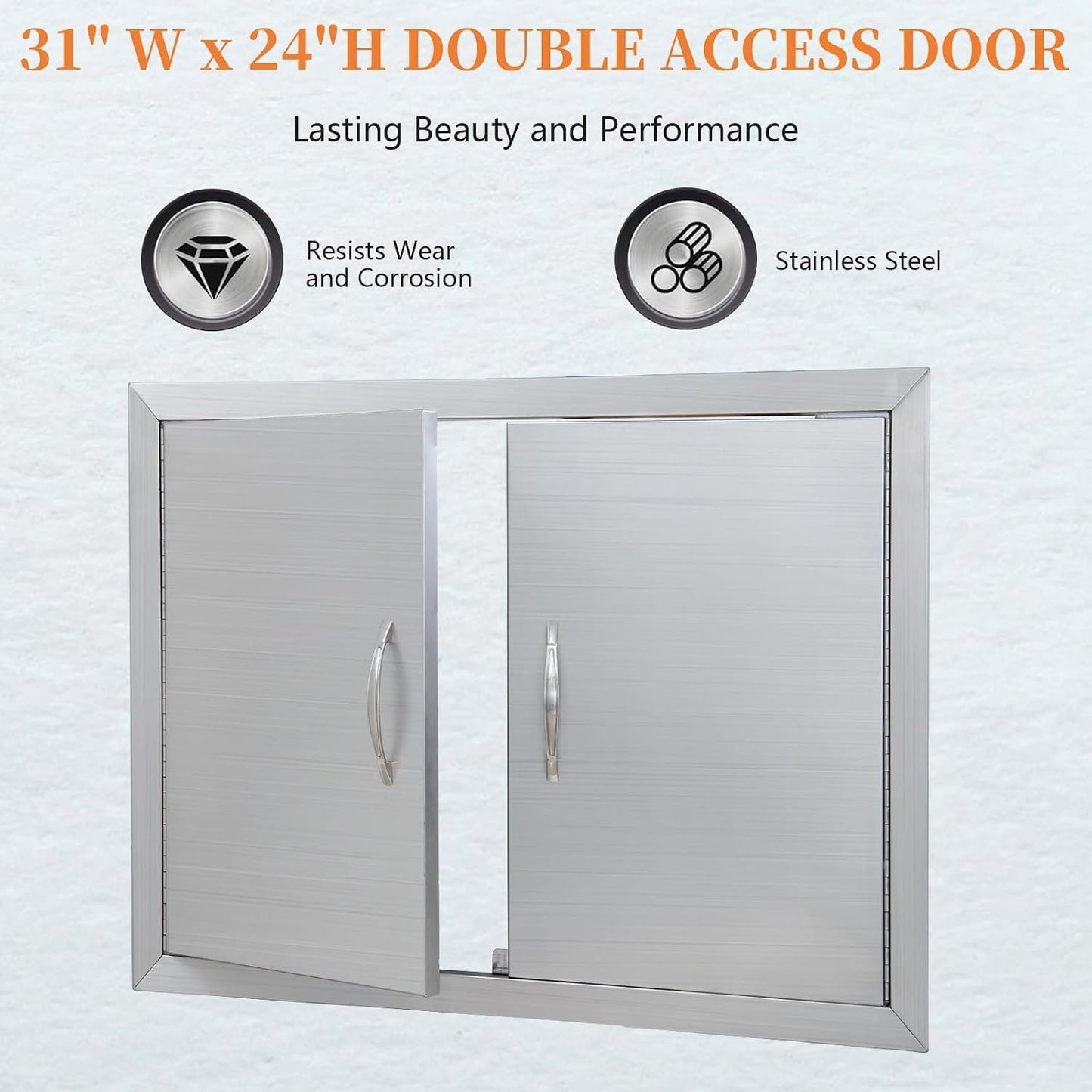 Puerta cocina acero inox 31x24pulg para barbacoa impermeable